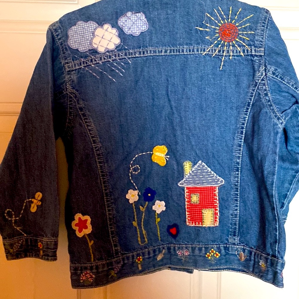 BABY GAP VINTAGE BLUE JEAN EMBROIDERED JACKET